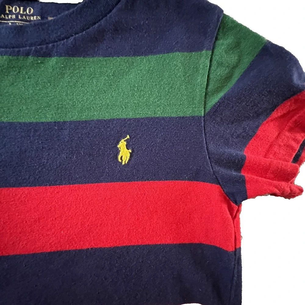 Polo Ralph Lauren Boys Size 5 Primary Colors Multicolor Stripe Cotton Tee Shirt‎ - Picture 3 of 8